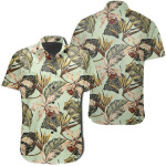 Vintage Tropical Jungle Leaves Orchid Bird Hawaiian Shirt