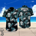Philadelphia Eagles Skulls Tropical Hawaiian Shirt