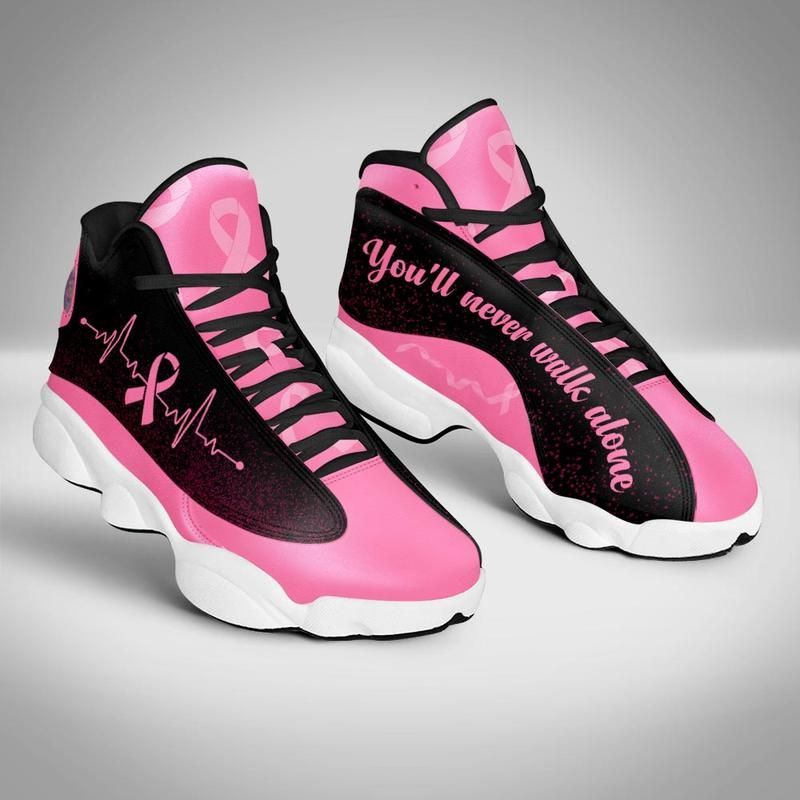 Breast cancer youll never walk alone air jordan 13 sneakers-hao1 - women / us 9