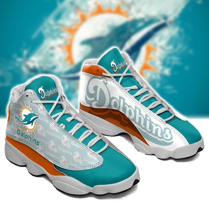 Miami dolphins form air jordan 13 football sneakershao1 jd13 sneakers personalized shoes design
