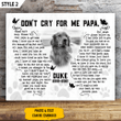 Don't Cry For Me Papa Dog Poem Printable Horizontal Canvas Poster Framed Print Butterfly Shape Personalized Dog Memorial Gift For Dog Dad