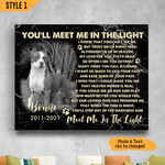 You'll Meet Me In The Light Personalized Dog Memorial Gift Wall Art Horizontal Poster Canvas Framed Print