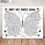 Don't Cry Sweet Mama Dog Poem Printable Horizontal Canvas Poster Framed Print Butterfly Shape Dog Memorial Gift For Dog Mom