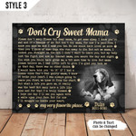 Don't Cry Sweet Mama Dog Poem Printable Horizontal Canvas Poster Framed Print Personalized Dog Memorial Gift For Dog Mom