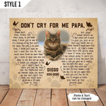 Don't Cry For Me Papa Cat Poem Printable Horizontal Canvas Poster Framed Print Butterfly Shape Personalized Cat Memorial Gift For Cat Dad