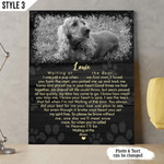 I'll Be Waiting At The Door Dog Poem Printable Vertical Canvas Poster Framed Print Heart Shape Personalized Dog Memorial Gift For Dog Lovers