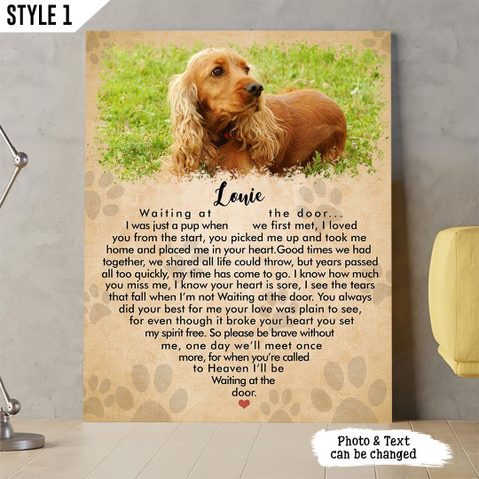 Waiting At The Door Dog Poem Printable - Personalized Dog Memorial Canvas Poster Framed Print