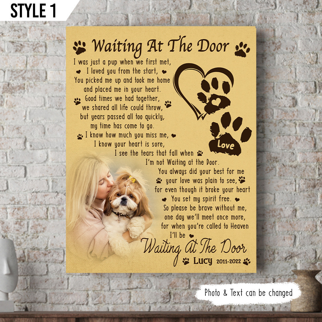 I'll Be Waiting At The Door Dog Poem Printable Vertical Canvas Poster