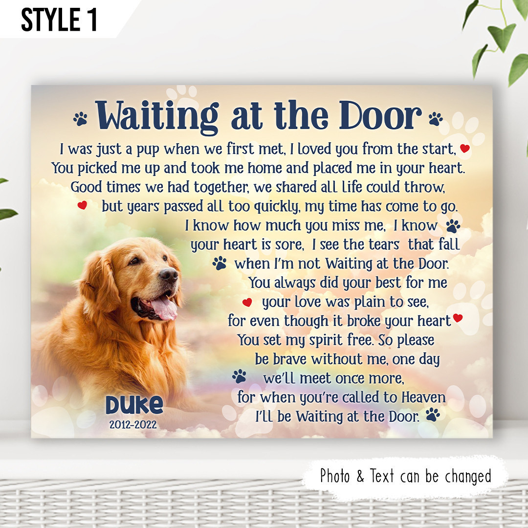 I'll Be Waiting At The Door Dog Poem Printable Horizontal Canvas Poste