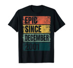 Cool 19th Birthday Gifts 19 Years Epic Since December 2001 T-Shirt