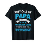 Papa Partner In Crime Shirt Grandpa Gift From Grandchildren T-Shirt