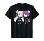 Cute Chibi style Kawaii Anime Girl and Boy Couple and Hearts T-Shirt