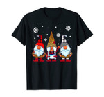 Three Gnomes in Leopard Print Buffalo Plaid Christmas Xmas T-Shirt