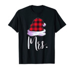 Santa Couples Matching Christmas PJs for Couples Red Plaid T-Shirt