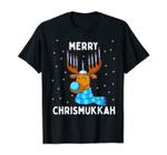 Merry Chrismukkah Jewish Christmas Hanukkah Reindeer Menorah T-Shirt