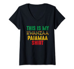 Womens Kwanzaa Pajamas For African American Men Women Kids V-Neck T-Shirt