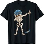 Dabbing Skeleton Hockey T Shirt Halloween Kids Boys Men Gift T-Shirt
