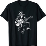 Blues Music T-Shirts für Herren: Skelett Gitarrist