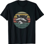 Waschbär-Sonnenuntergang Retro- Tier Retro 70s T-Shirt