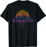Retrowelle Dampfwelle Stadt Sonnenuntergang Ästhetik T-Shirt