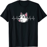 Herzschlag Pulslinien Design Husky Geschenk T-Shirt