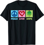 Bier T-Shirt: Premium Peace Love und Hopfen Shirt