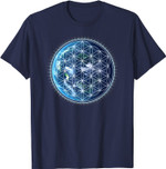 Blume des Lebens mit Erde, heilige Geometrie, Yoga-T-Shirt T-Shirt