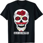 Zuckerschädel-Schnurrbart-Rosen Dia De Los Muertos Mexiko T-Shirt