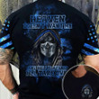 Skull Thin Blue Line Heaven Doesn't Want Me Shirt Print Graphic Tee For Men