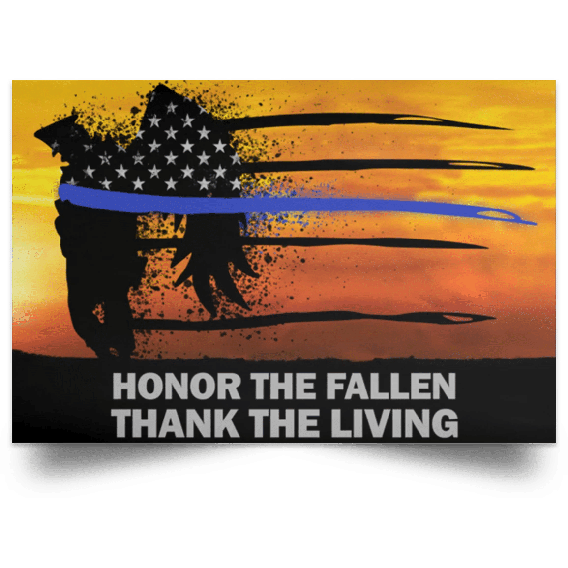 Blue Line Honor The Fallen Thank The Living Poster Memorial Police Law Enforcement Gift