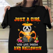 Just A Girl Who Love Panda And Halloween T-Shirt