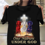 Dachshund One Nation Under God Shirt Cross American Flag T-Shirt Christian Gifts