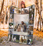 Christ Jesus And Cats Fleece Blanket Cat Throw Blanket Christian Gift Ideas For Women
