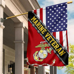 Marine Veteran Flag With American Flag Military Honors Patriot Merch