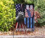 9.11 Never Forget Flag And American Flag In Memorial September 11 Twin Tower Attacks