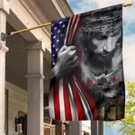 Soldier Kneeling Jesus Flag Inside American Flag Christian Memorial Military Fallen Soldiers
