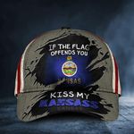 If You Flag Offends You Kiss My Kansass Cap USA Flag Proud State Of Kansas Hat Unique