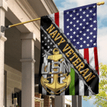 Navy Veteran Flag And American Flag USN Logo Proud Of US Veteran Navy Retirement Gift