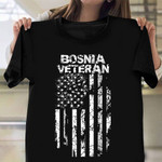 Bosnia Veteran T-Shirt Old Retro American Flag Shirt Military Retirement Gifts For Spouse
