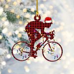 Bicycling Red Buffalo Plaid Ornament Hanging Christmas Decorations