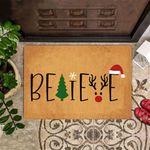 Believe Doormat Happy Merry Christmas Front Door Mat Indoor Holiday Decorations