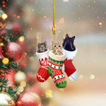 Shy Cat In Christmas Sock Ornament Cute Cat Christmas Tree Ornament Decorations For Cat Lover