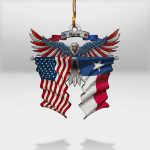 Customized Eagle American With Texas Flag Ornament Patriotic Texas Christmas Ornament Gifts