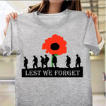 Lest We Forget Veteran Shirt Honoring Military T-Shirt Veterans Day Gift Ideas