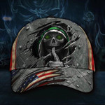 Skull Thin Green Line Hat 3D Print Vintage USA Flag Cap Unique Army Military For Men