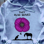 Animal They Also Served Purple Poppy Hoodie Honor Sacrifice Animal Memorial Day Clothing