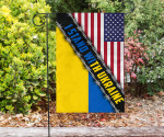 American I Stand With Ukraine Flag USA Pray For Ukraine Support Flag Merch