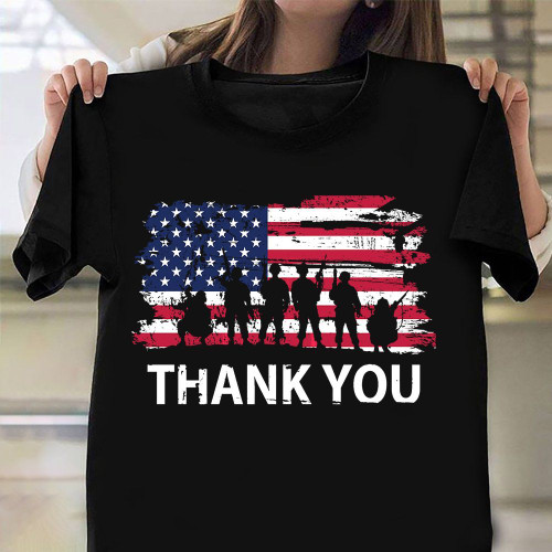Thank You Veterans Shirt Proud Veteran  American Flag Clothing Gift For Army Man