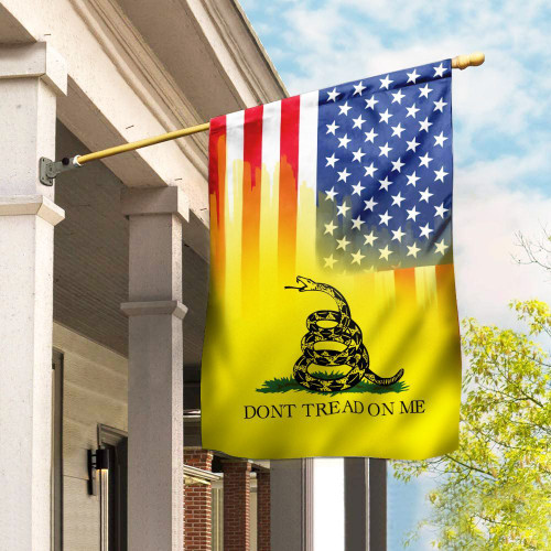 Don't Tread On Me Gadsden Flag And American Flag Patriotic Indoor Outdoor Decorative