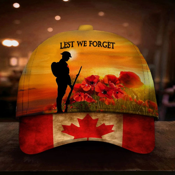 Lest We Forget Hat Canadian Flag Memorial Merchandise